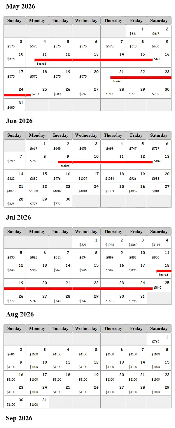 Florida Sundowner availability calendar