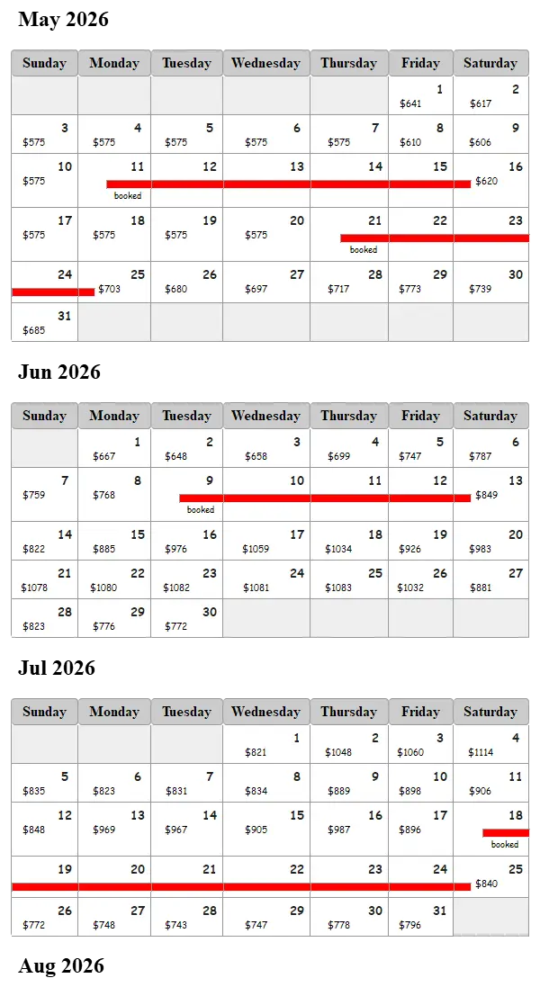 Florida Sundowner availability calendar